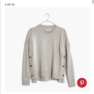 ⚡️MADEWELL Brownstone Side Button Mock Neck Sweater Gray Ribbed Cotton Shirt | S